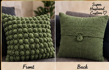 Textured crochet pillow front and back
